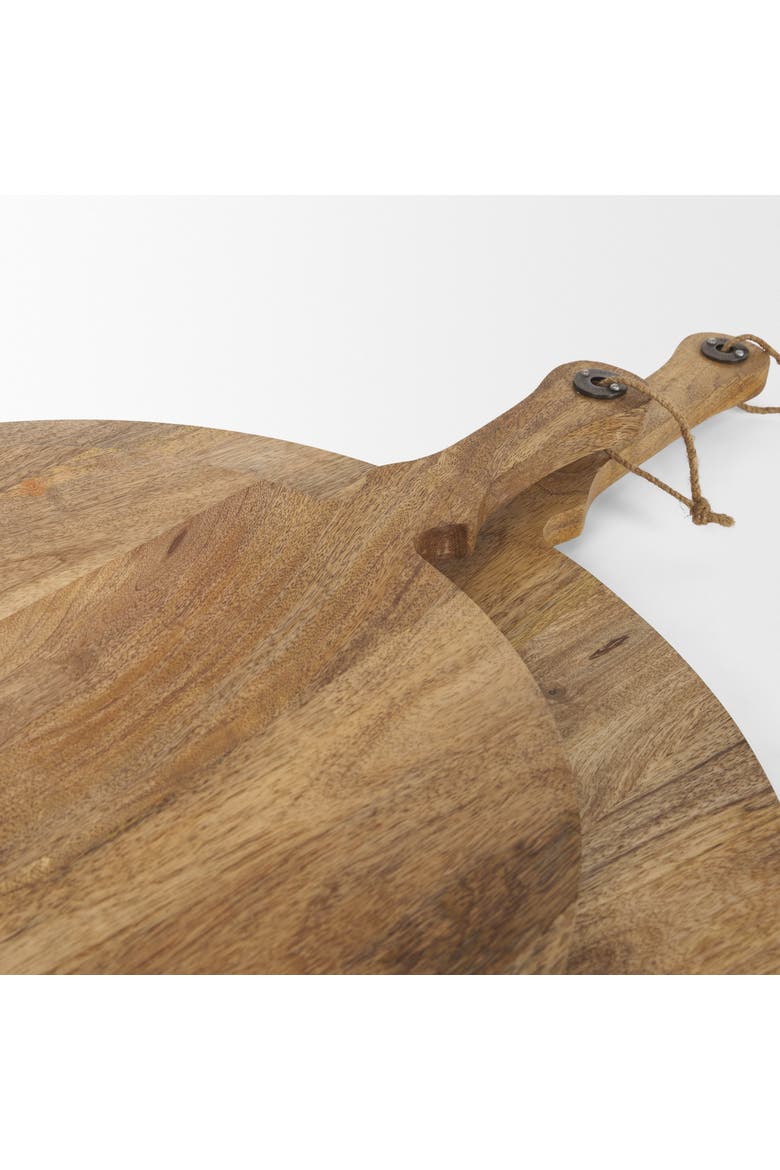 Karana Natural Solid Wood Round Serving Boards, Alternate, color, Brown