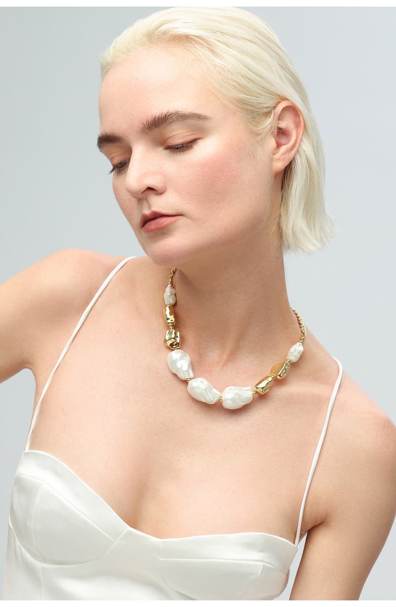 Classicharms Baroque Pearl Statement Necklace, Alternate, color, Gold