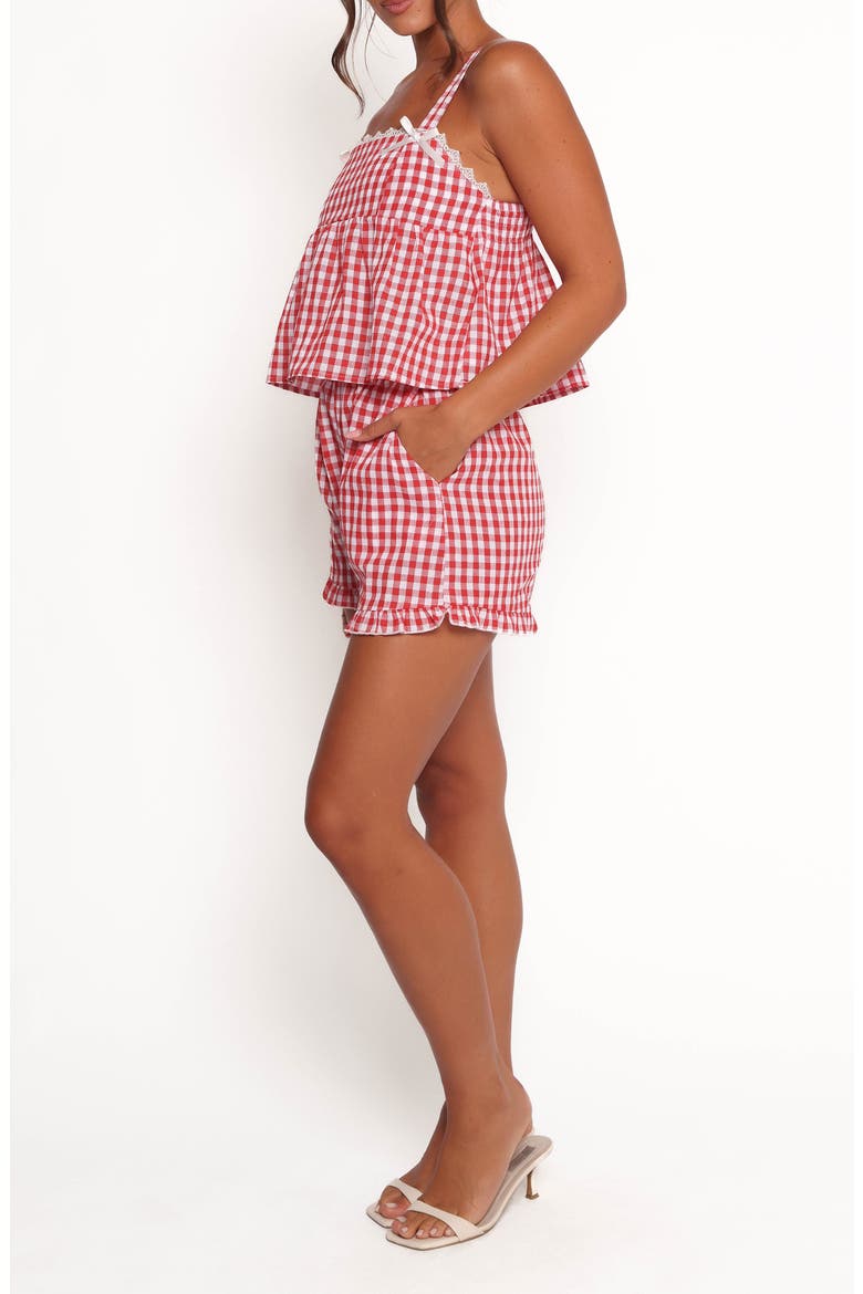 Isidore Gingham Cotton Babydoll Tank & Shorts Set, Alternate, color, RED