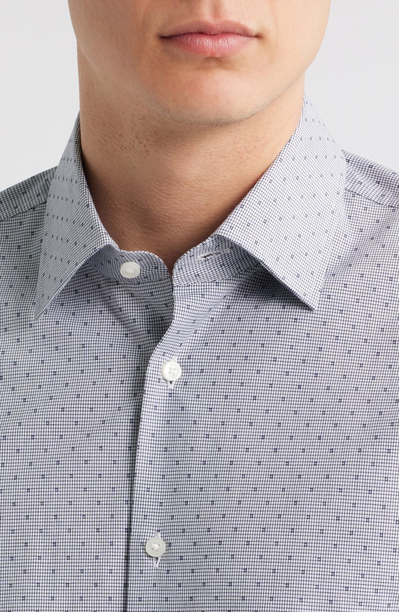 BOSS Hank Kent Slim Fit Performance Stretch Cotton Dress Shirt, Alternate, color, Dark Blue