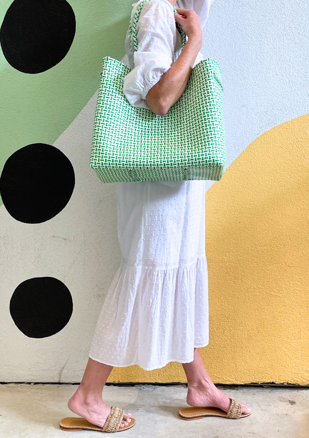 The Maxi Ella Handwoven Tote, Alternate, color, Green