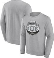 FANATICS Men's Fanatics Branded Heathered Gray Brooklyn Nets True Classics Vint Pullover Sweatshirt