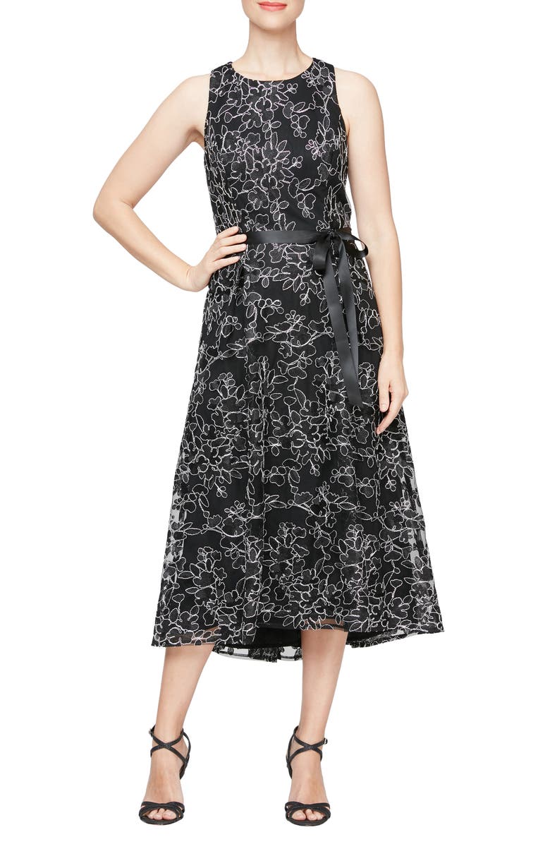 Alex & Eve Embroidered Sleeveless Cocktail Dress, Main, color,