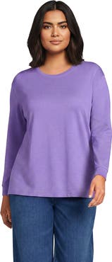 Lands' End Long Sleeve Cotton Interlock Crew T-shirt