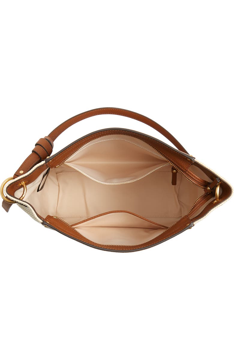 Tory Burch Everly Leather & Straw Hobo, Alternate, color,