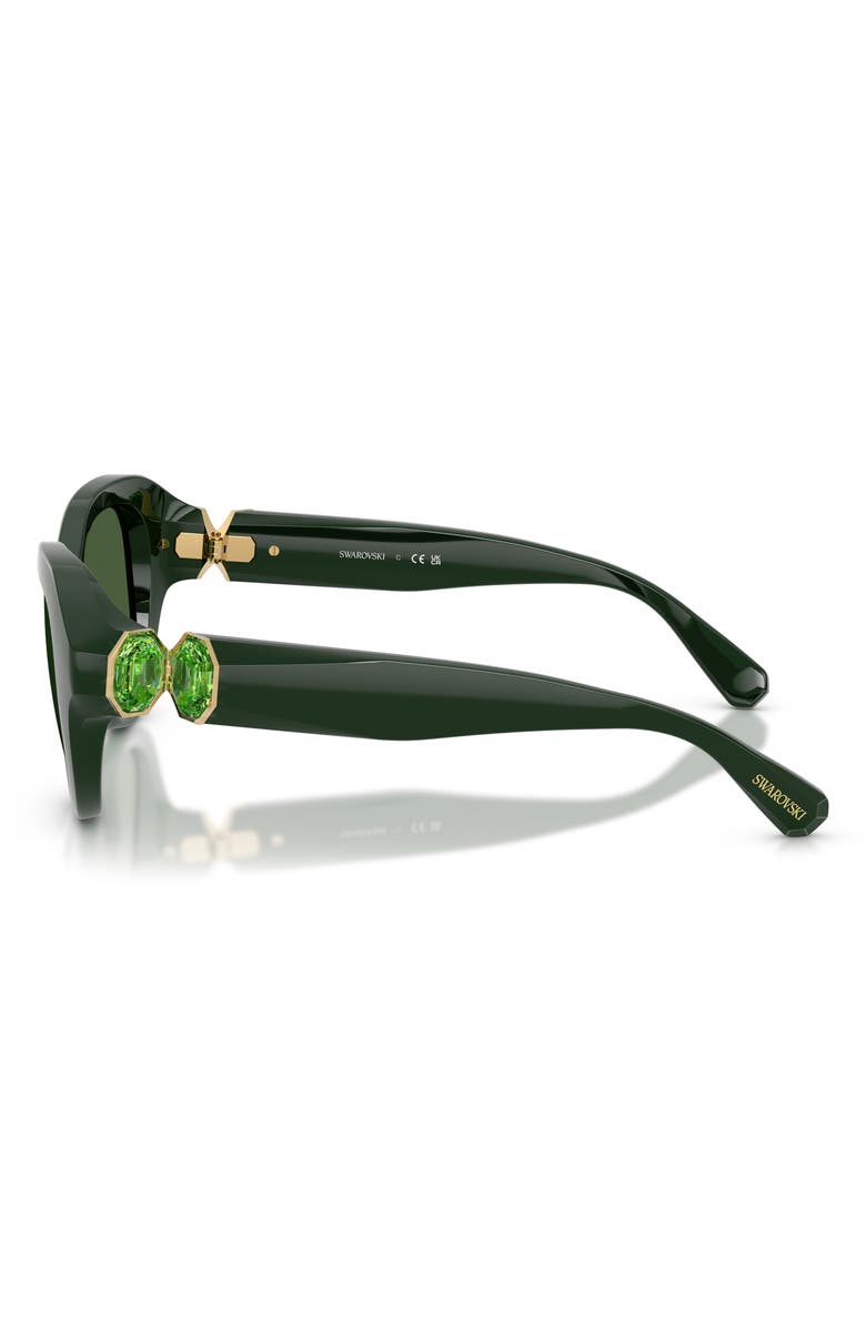Swarovski 50mm Small Round Sunglasses, Alternate, color, Solid Green / Dark Green