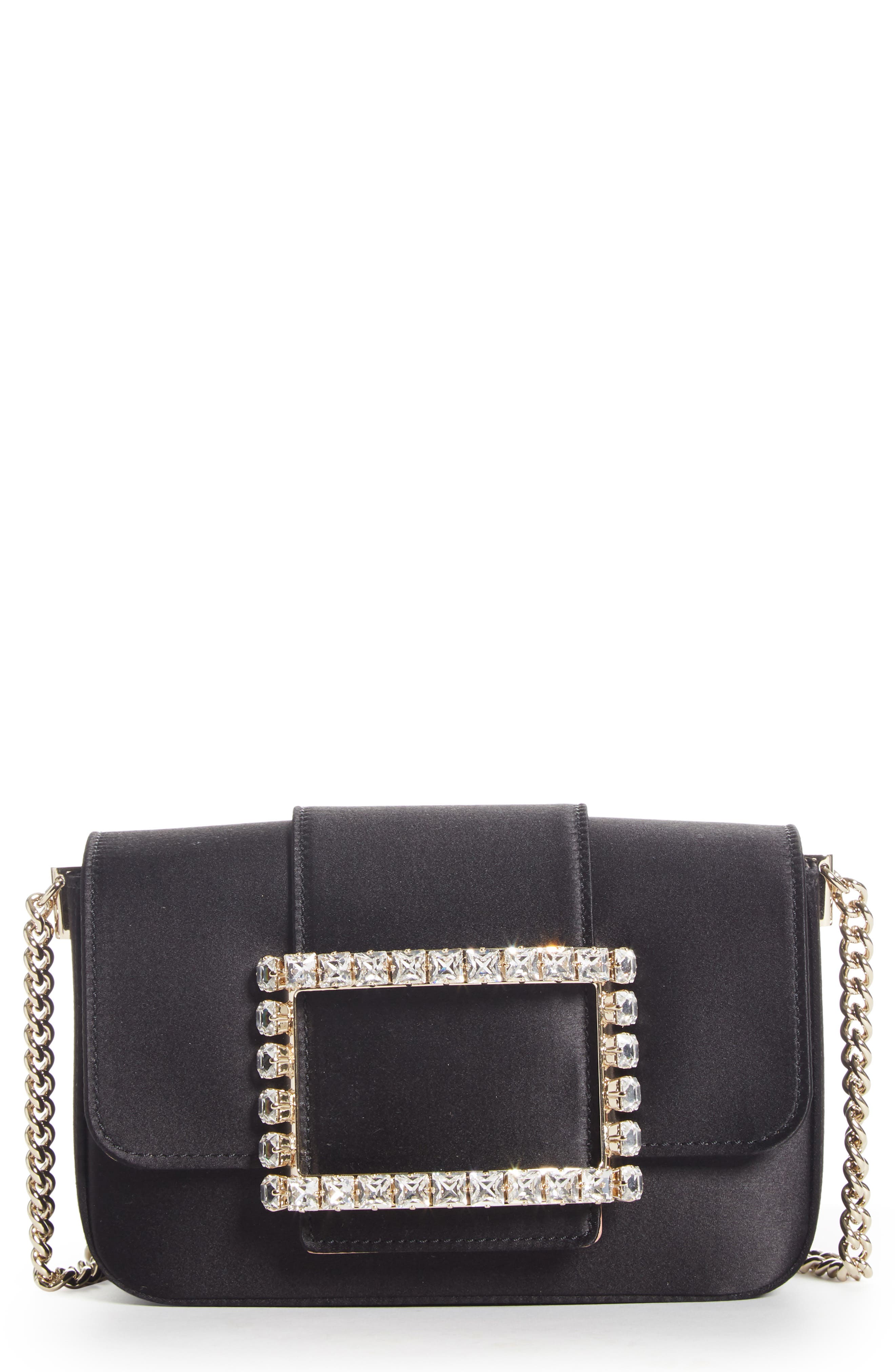 Roger Vivier Très Vivier Crystal Buckle Crossbody Bag, Main, color, 