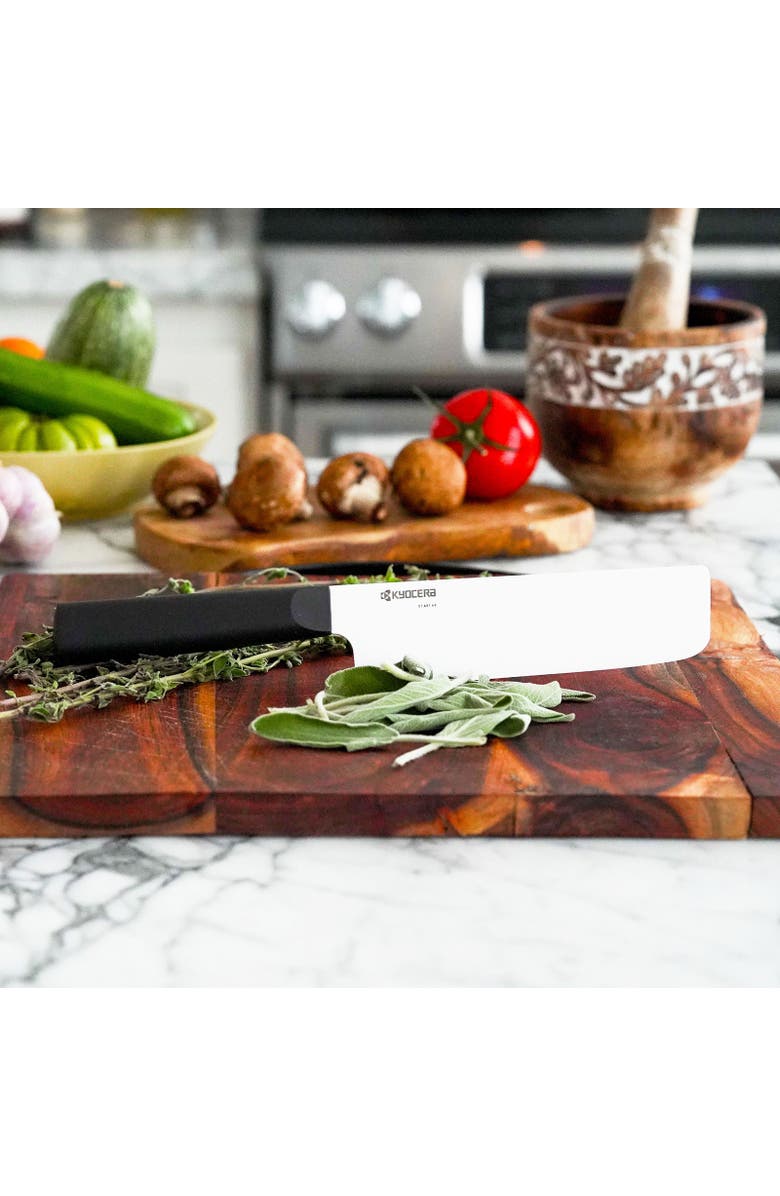 Kyocera INNOVATIONwhite<sup>®</sup> 6-Inch Ceramic Nakiri Knife, White Blade with Non-Slip Black Handle, Alternate, color, White