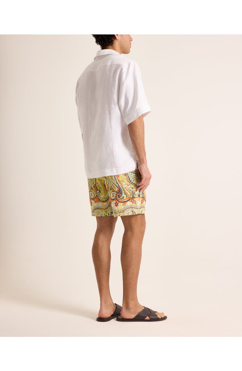 Orlebar Brown Alex Linen Relaxed Fit Linen Shorts with Fairground Print, Alternate, color, Multi/Vermillion