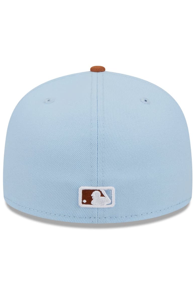 New Era Men's New Era Light Blue/Brown Los Angeles Dodgers Spring Color Basic Two-Tone 59FIFTY Fitted Hat, Alternate, color, Light Blue