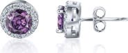 BEST SILVER Sterling Silver Brilliant Cubic Zirconia Halo Round Stud Earrings