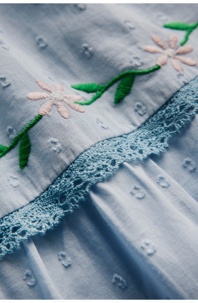 Mini Boden Kids' Embroidered & Smocked Dress, Alternate, color, Misty Blue