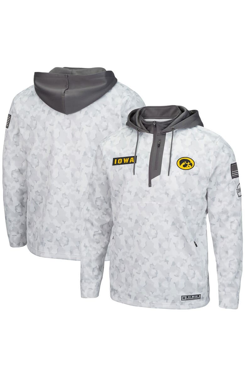 COLOSSEUM Men's Colosseum Arctic Camo Iowa Hawkeyes OHT Military Appreciation Quarter-Zip Hoodie, Main, color, Arctic Camo