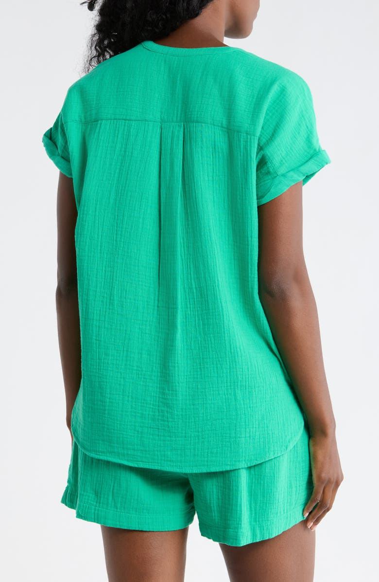Caslon<sup>®</sup> Cotton Gauze Henley Top, Alternate, color, Green Ease
