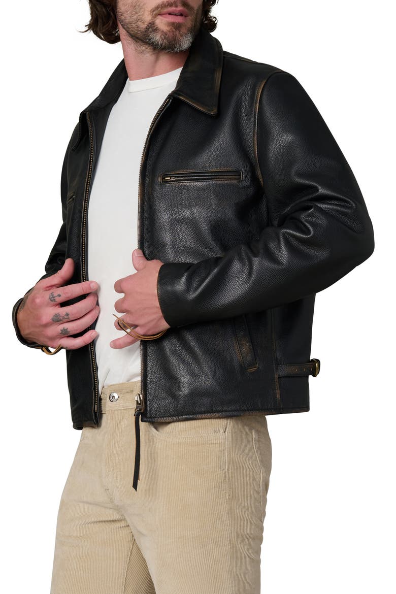 Rider Leather Jacket, Alternate, color, COGNAC SANDED