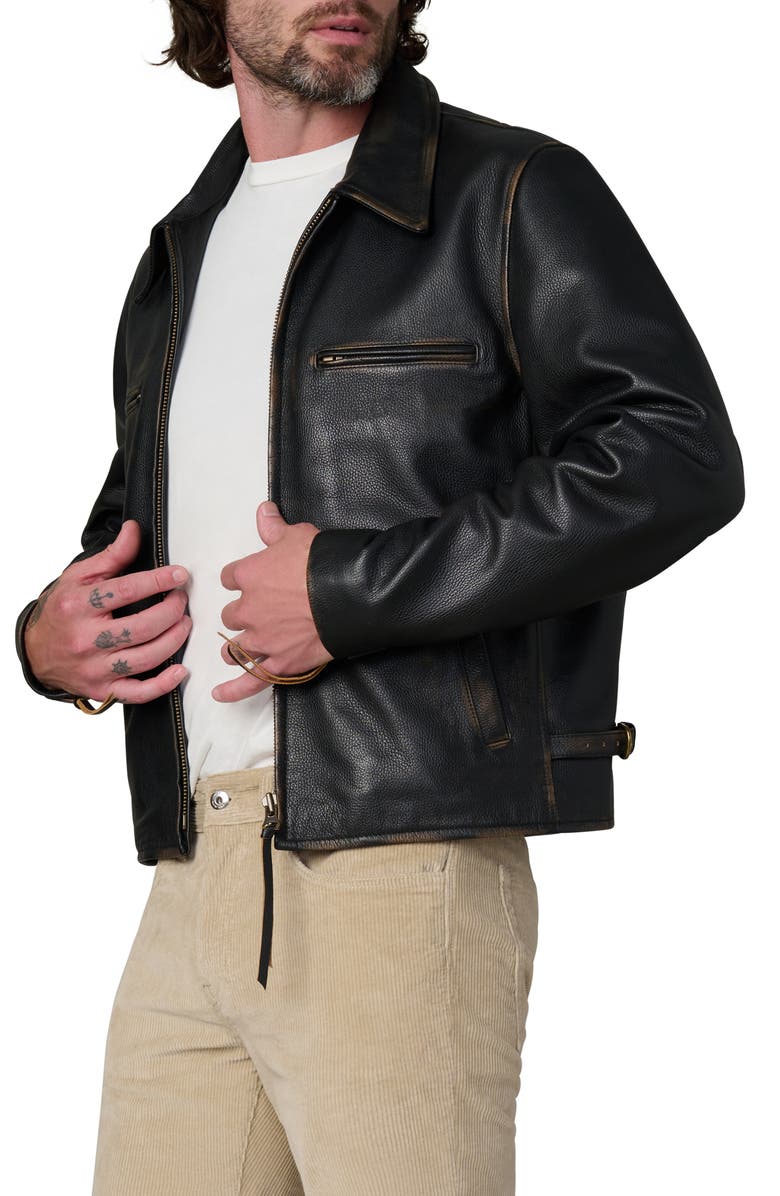 Joe's Rider Leather Jacket, Alternate, color, Cognac Sanded