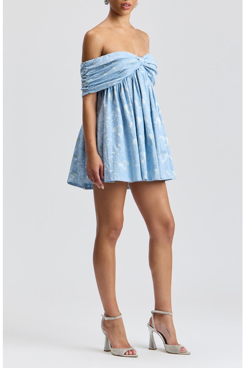 Floral Jacquard Off the Shoulder Minidress, Alternate, color, WINTER BLUE