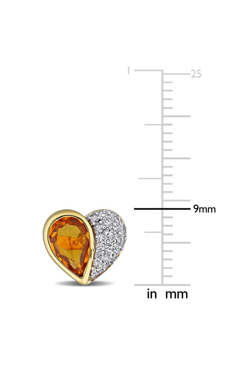Gemstone & Diamond Heart Earrings 10K, Alternate, color, Citrine