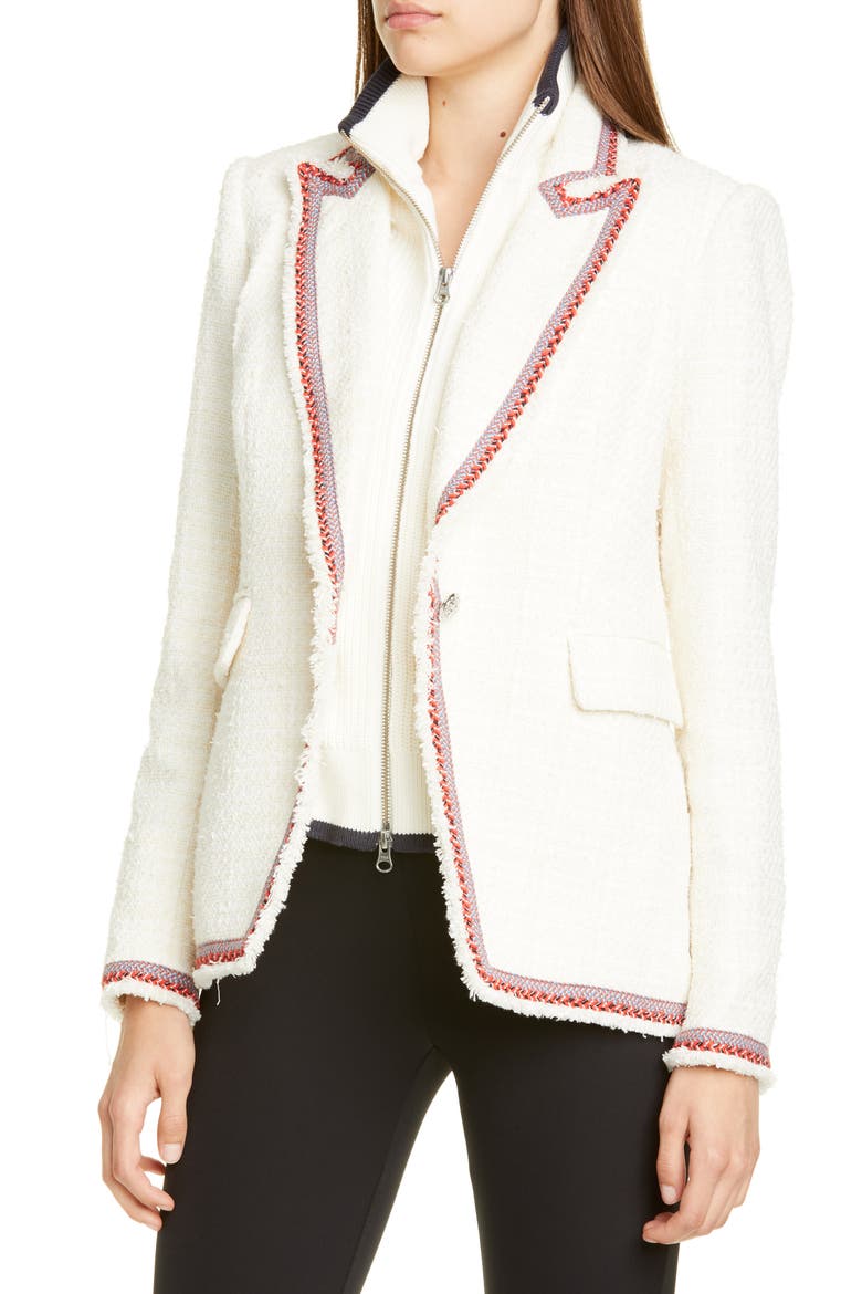 Raw Edge Cutaway Blazer, Alternate, color, IVORY