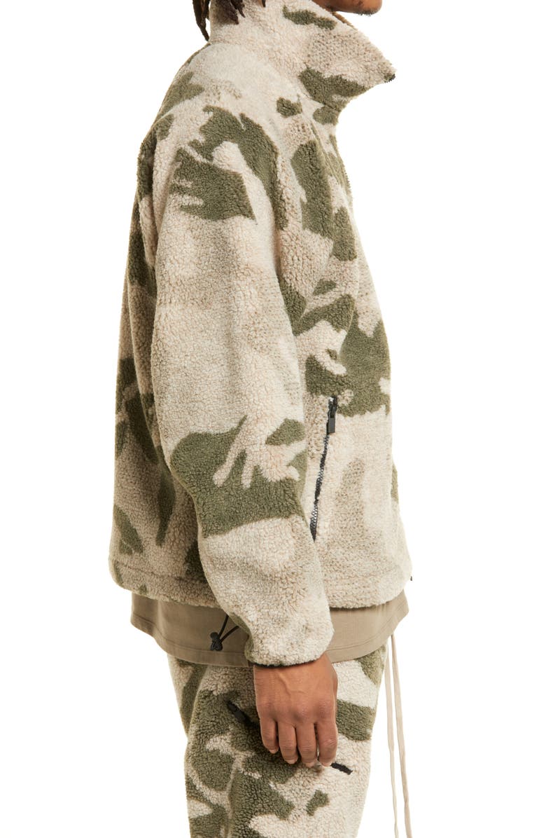 Fear of God Essentials Polar Camo Print Fleece Full Zip Jacket, Alternate, color,