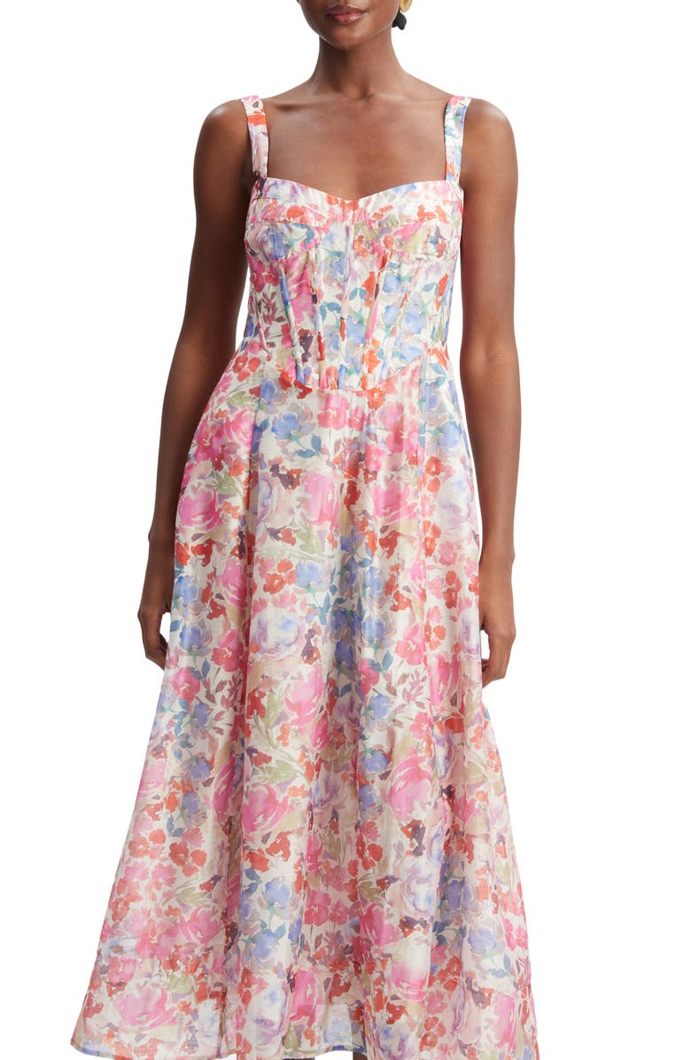 Bardot Lilah Floral Corset Midi Dress, Alternate, color,