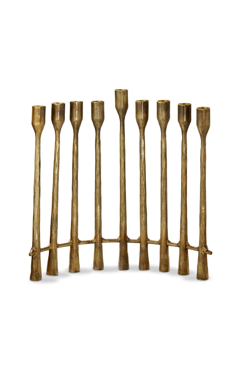tag Curved Antique Brass Gold Menorah Candle Holder for Tapers, Main, color, Gold