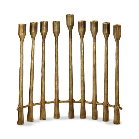 Curved Antique Brass Gold Menorah Candle Holder for Tapers