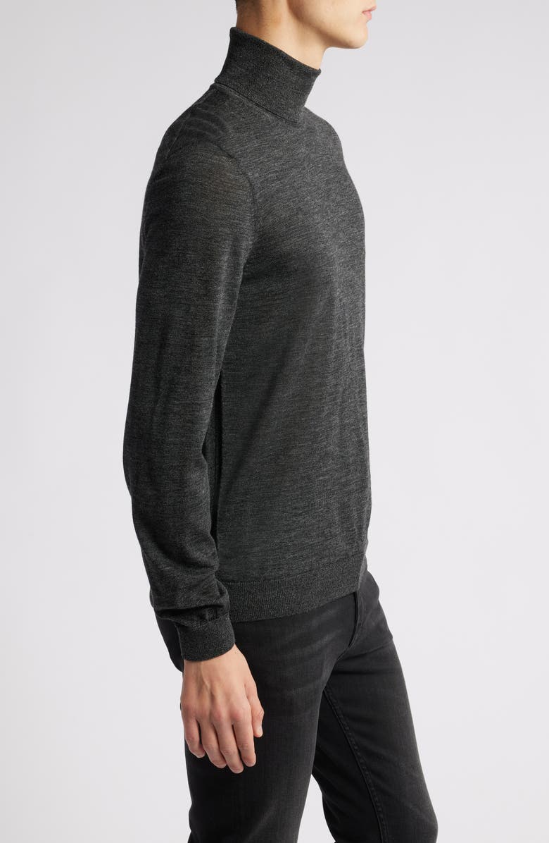 BOSS Musso Virgin Wool Turtleneck Sweater, Alternate, color, Black
