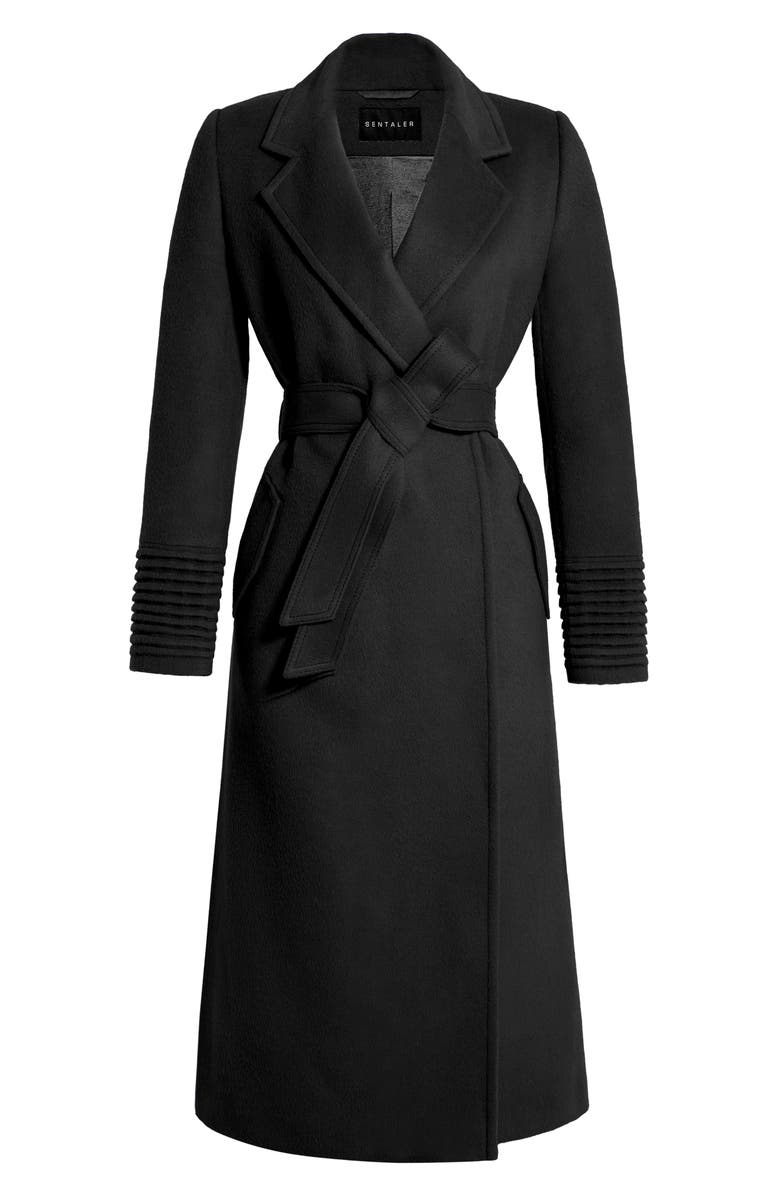 SENTALER Belted Alpaca Blend Wrap Coat, Alternate, color, Black
