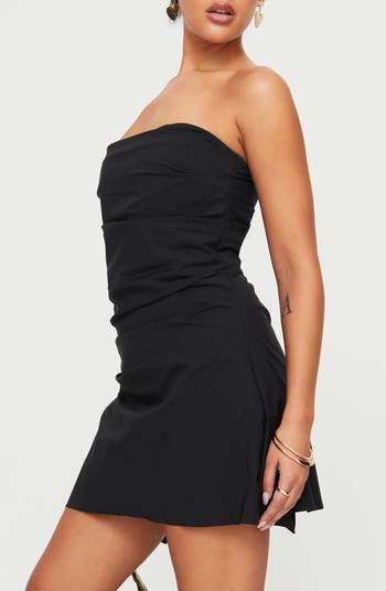 Bradwell Strapless Ruched Cotton Minidress