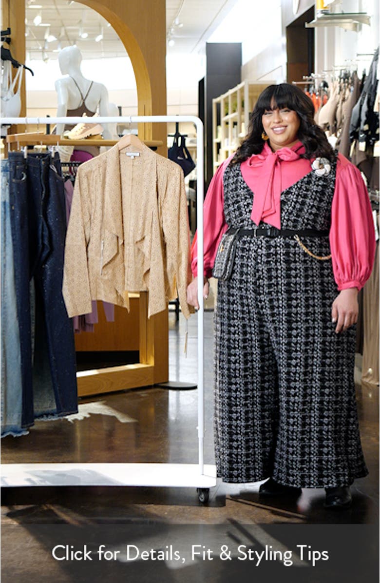 Perforated Floral Faux Suede Drape Jacket, sales video thumbnail