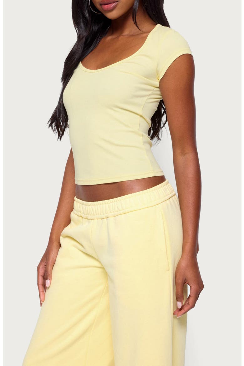 Chari Scoop Neck Stretch Cotton Rib Top, Alternate, color, YELLOW