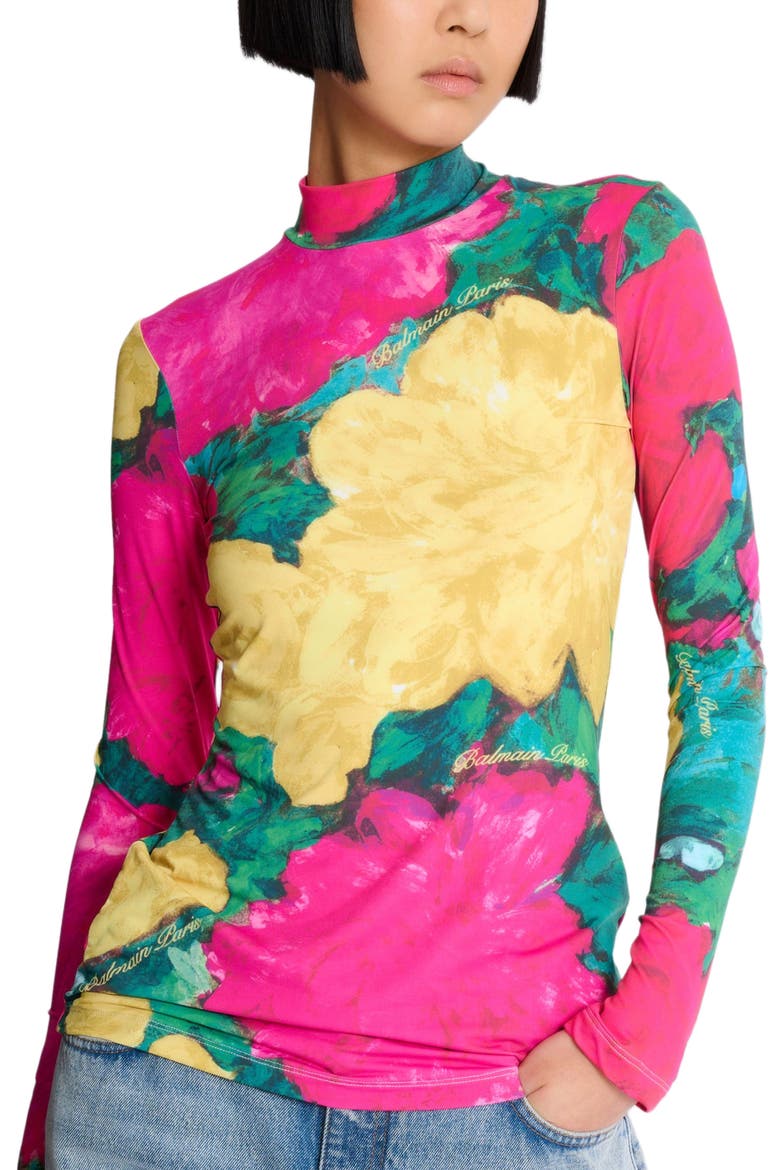 Printed high-neck top, Main, color, multicolor