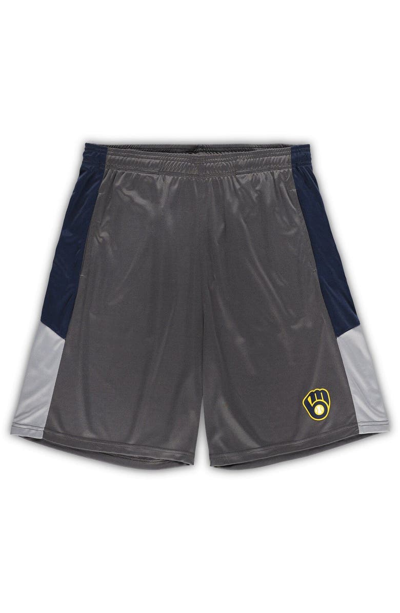 PROFILE Men's Profile Navy/Gray Milwaukee Brewers Team Shorts, Main, color, Navy