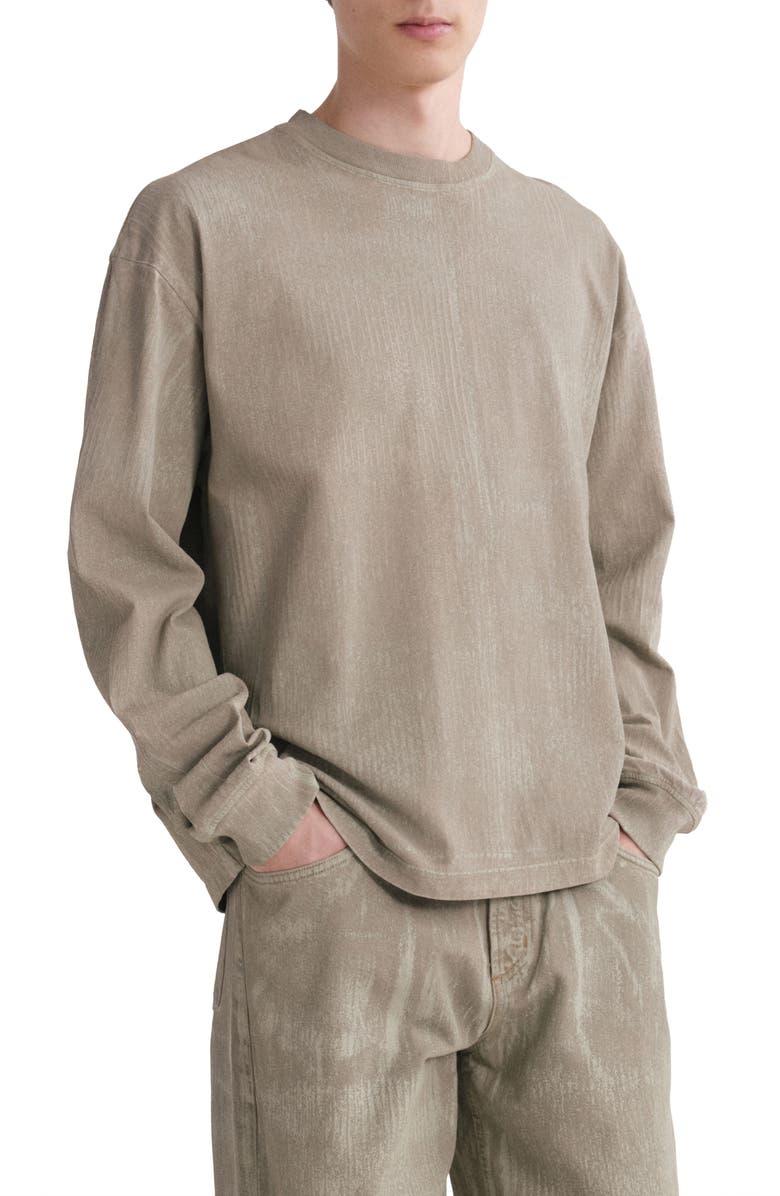 AGOLDE Asha Paint Print Long Sleeve T-Shirt, Main, color, Delta Mid Grey