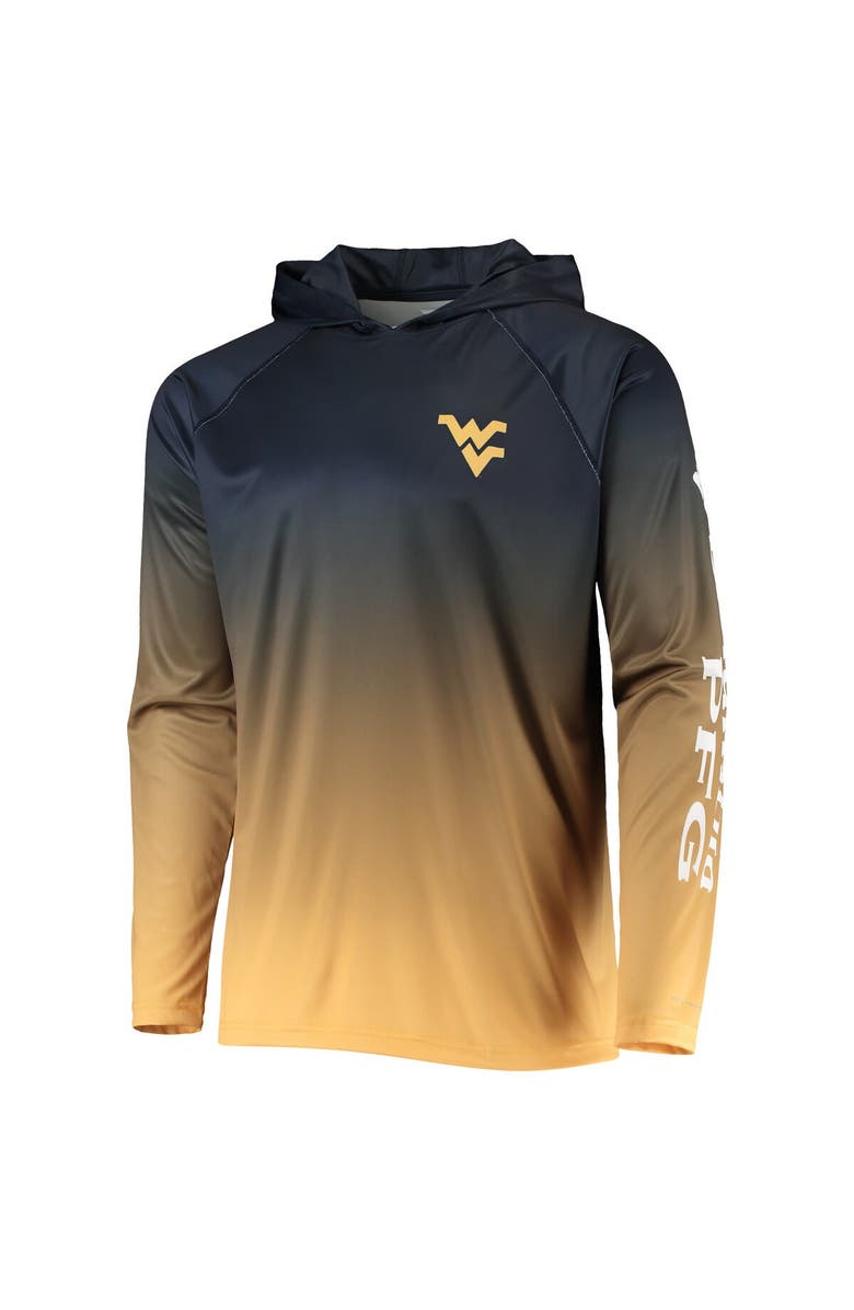 Columbia Men's Columbia PFG Navy West Virginia Mountaineers Terminal Tackle Omni-Shade UPF 50 Long Sleeve Hooded Top, Alternate, color, 