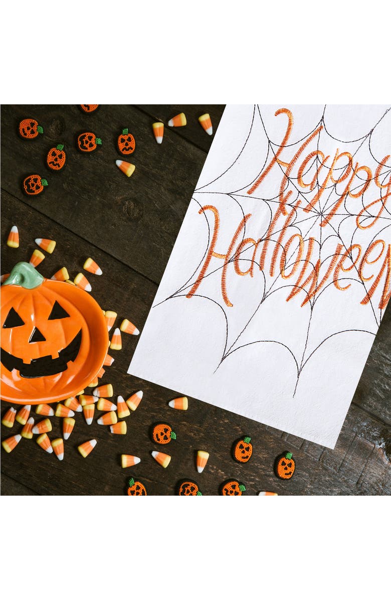 C&F Home Happy Halloween Embroidered Flour Sack Cotton Kitchen Towel, Alternate, color, White