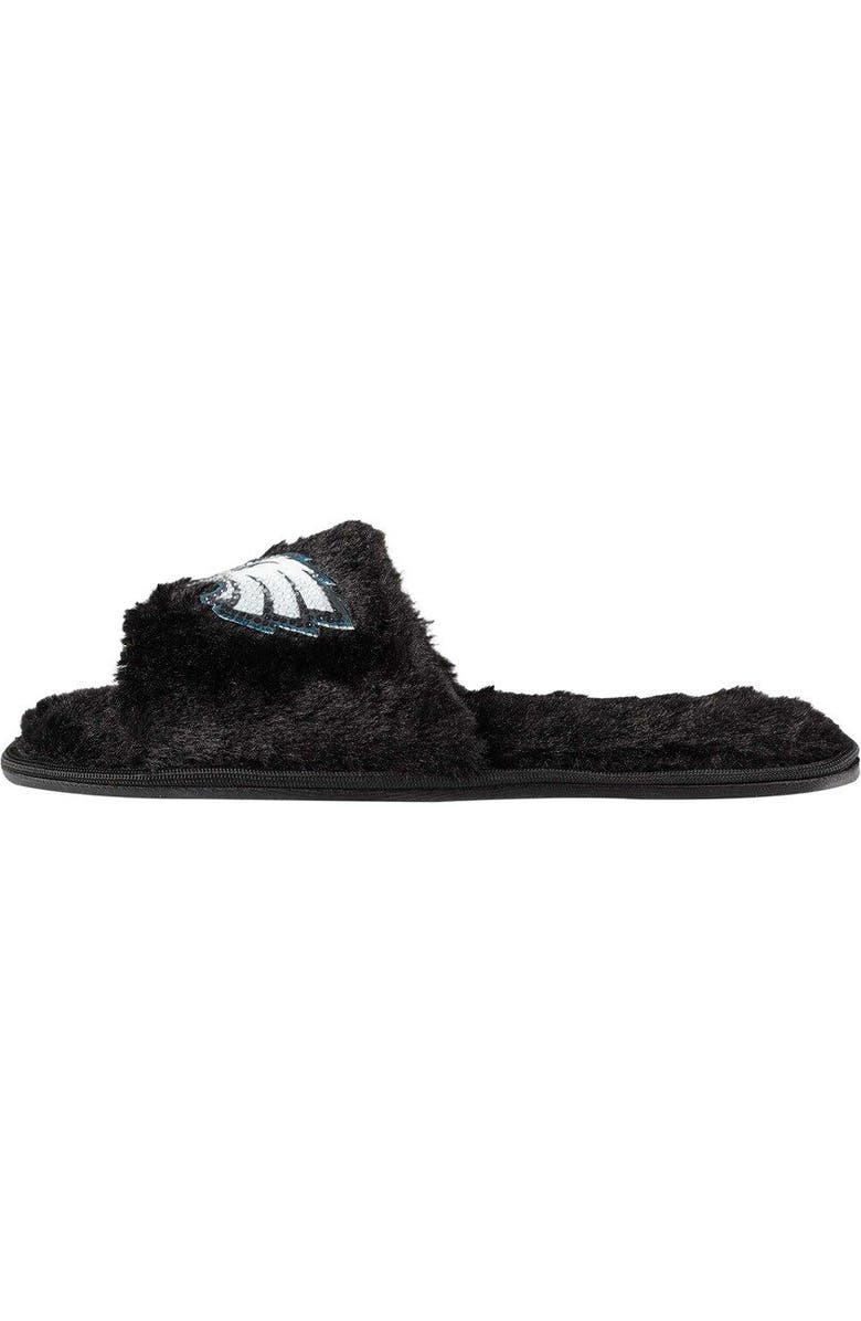 FOCO Women's FOCO Black Philadelphia Eagles Rhinestone Fuzzy Slippers, Alternate, color,