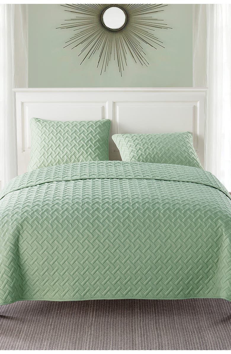 VCNY HOME Nina Embossed Basketweave Quilt Set - Full/Queen, Alternate, color, Grn