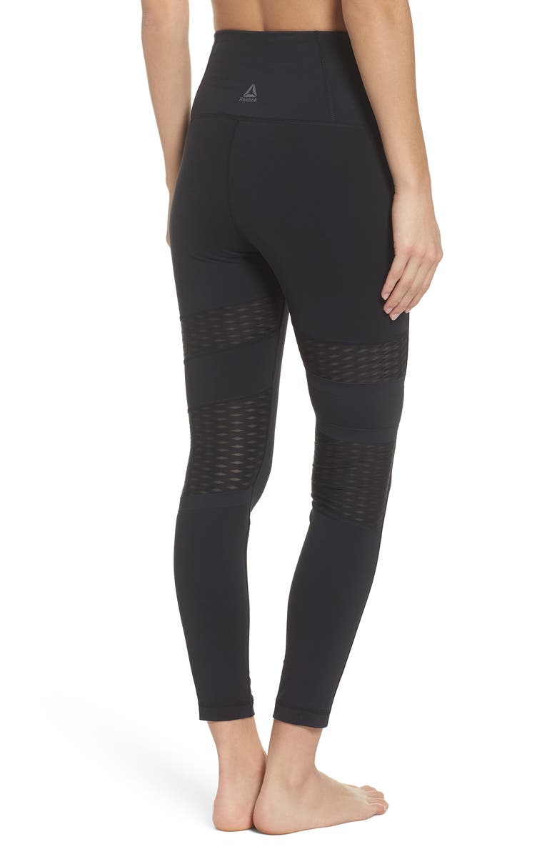 Reebok High Waist Mesh Tights, Alternate, color, 