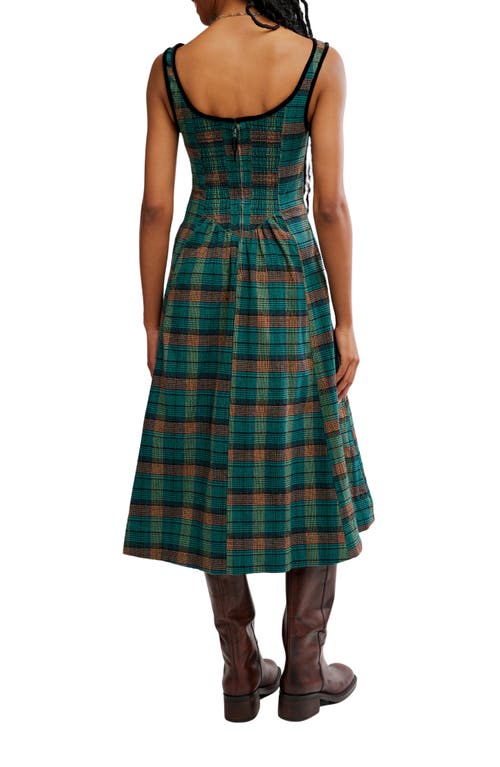 Free People Freya Plaid Bow Midi Dress In Multi