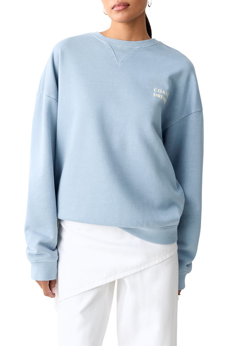 MANGO TEEN Print Cotton Sweatshirt, Main, color, Blue