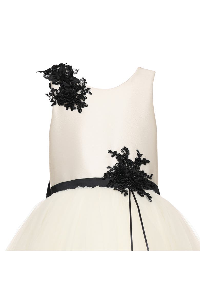 Rosienne Tulle Overlay Floral Applique Dress, Alternate, color, ivory