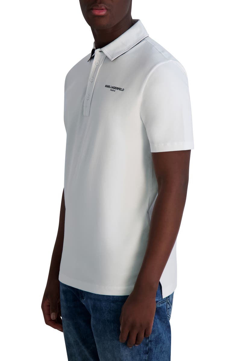 KARL LAGERFELD PARIS Logo Chest Stretch Cotton Polo, Alternate, color, White