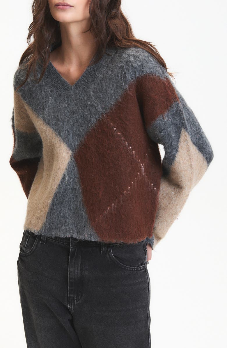 DELUC Micah V-Neck Sweater, Main, color, Grey Melange