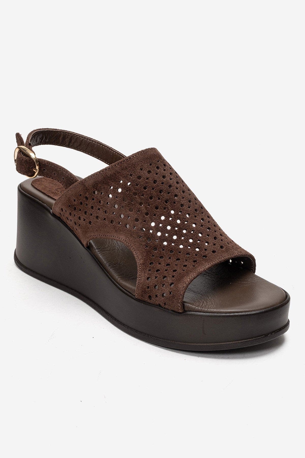 Forever & Always Shoes Jadira Leather Wedge Sandal, Alternate, color, Brown Suede