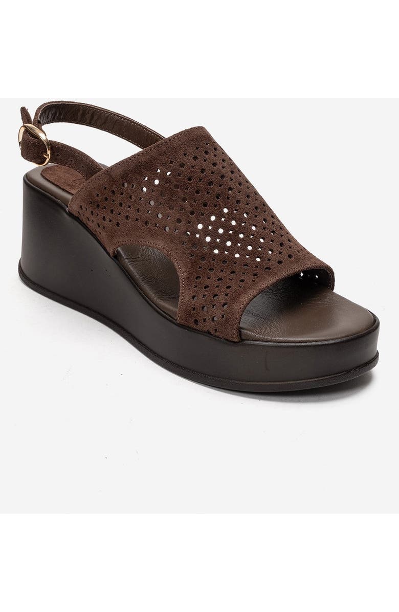 Forever & Always Shoes Jadira Leather Wedge Sandal, Alternate, color, Brown Suede