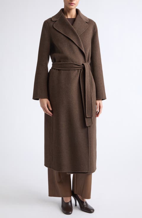 Smmpace Long Wool Blend Belted Coat