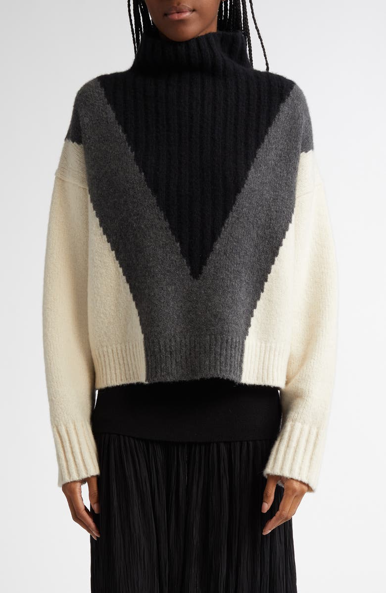 Proenza Schouler Alma Intarsia Cashmere Blend Turtleneck Sweater, Main, color,