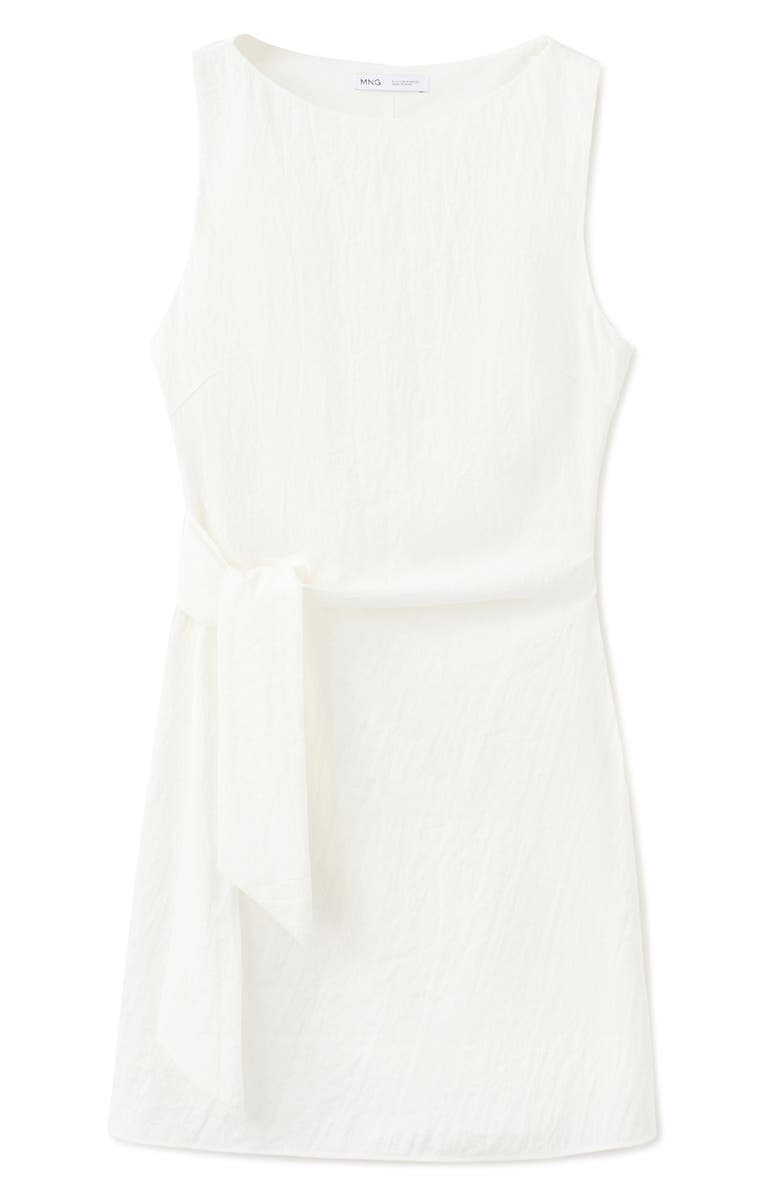 MANGO Side Tie Minidress, Main, color, Ecru